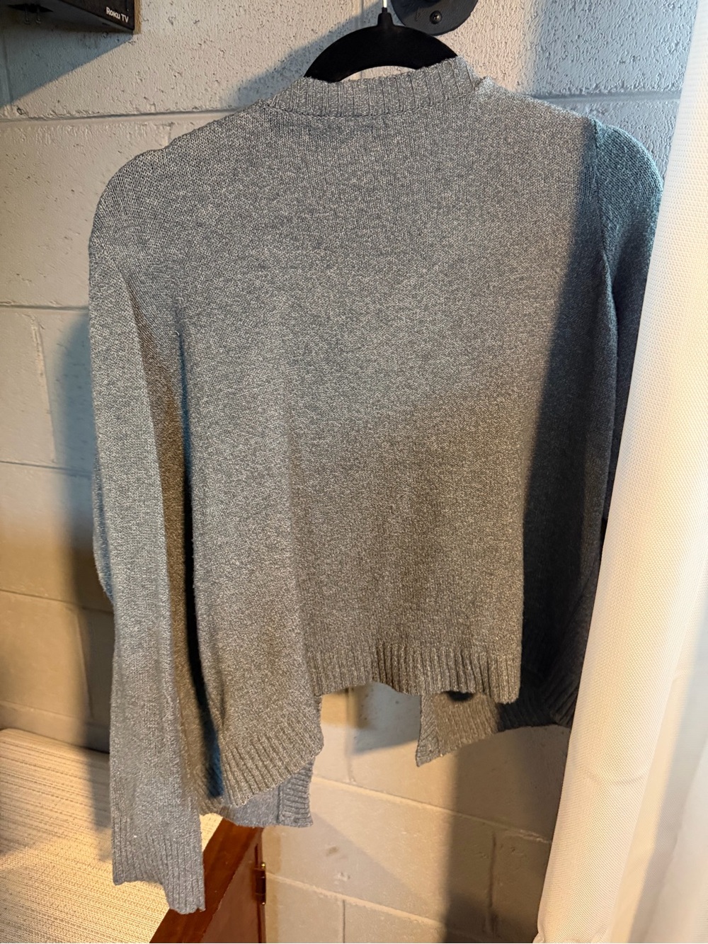 LC Lauren Conrad Gray Ruffle Open-Front Cardigan - Picture 3 of 3